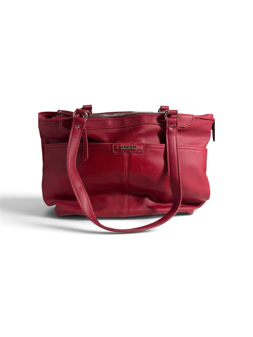 Rosetti Burgundy Leather Tote Bag with Zippered Pockets